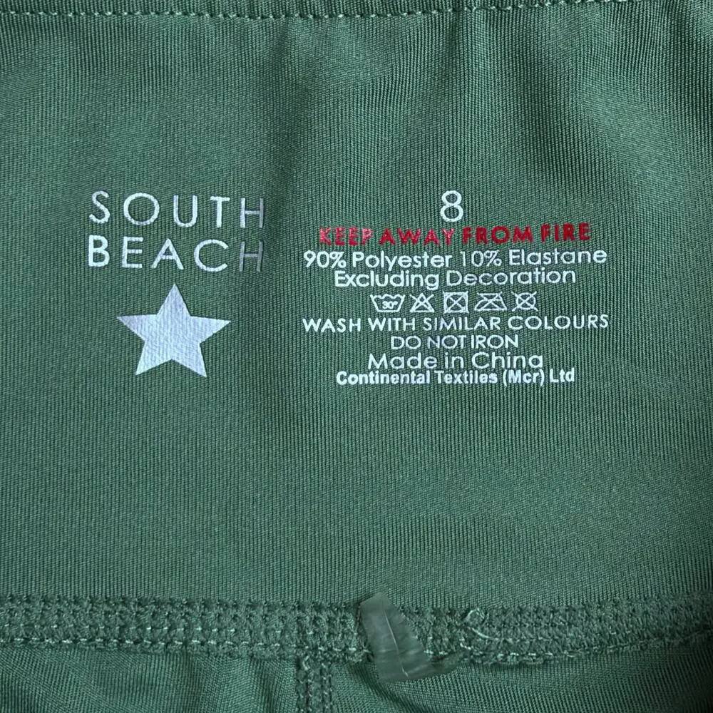 South Beach Sage Green Activewear Set Small Bra Top & Shorts Workout Fitness